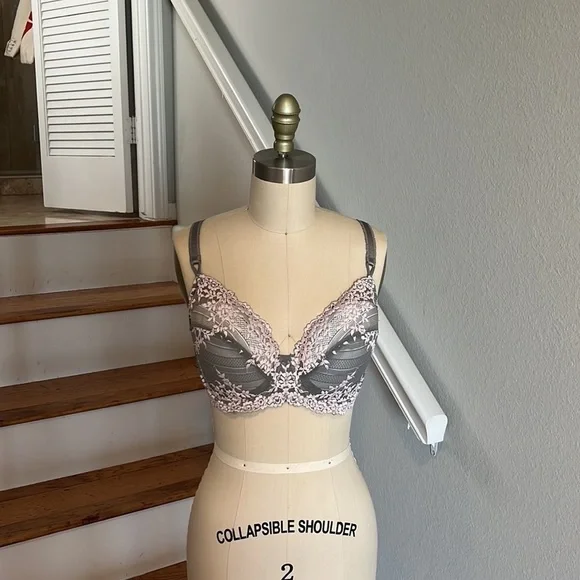 Wacoal Embrace Lace Underwire Bra 65191 Gray/Cream​​​​​​​​​ - Picture 4 of 15